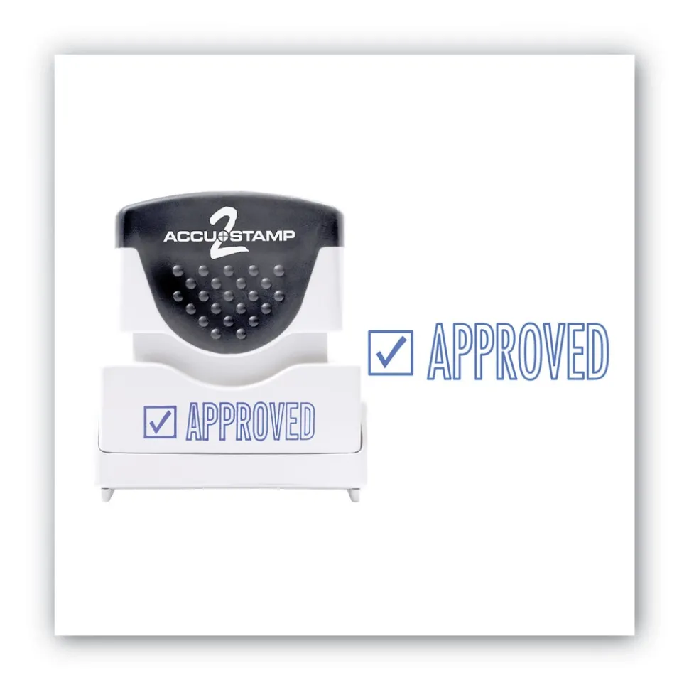 ACCUSTAMP2 1.63 in. x 0.5 in. APPROVED Pre-Inked Shutter Stamp - Blue