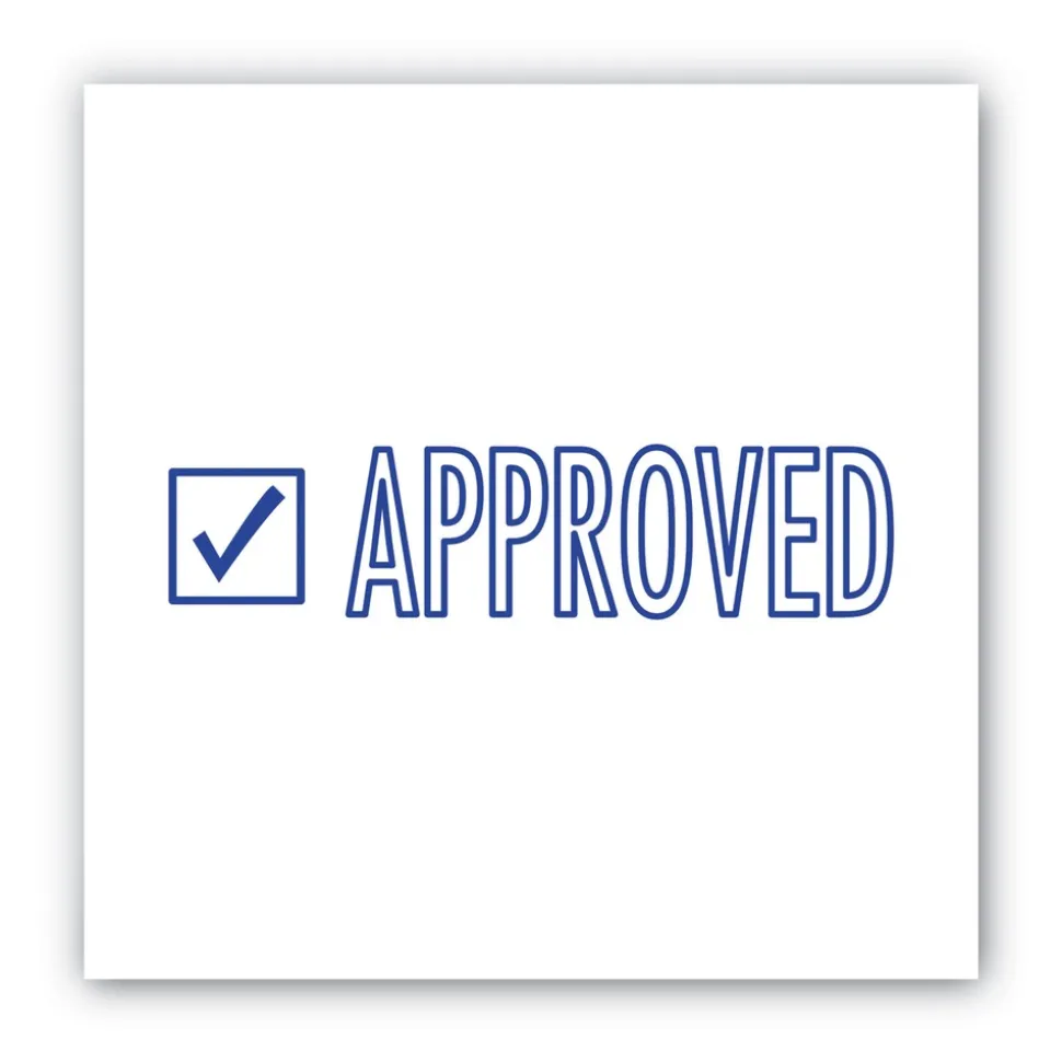 ACCUSTAMP2 1.63 in. x 0.5 in. APPROVED Pre-Inked Shutter Stamp - Blue