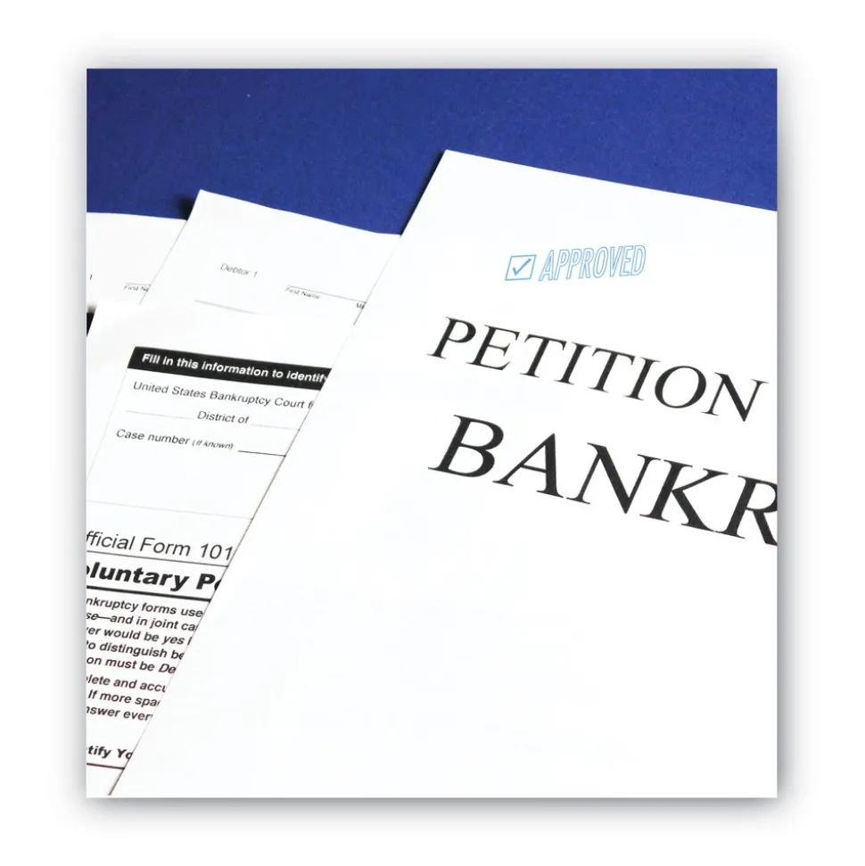 ACCUSTAMP2 1.63 in. x 0.5 in. APPROVED Pre-Inked Shutter Stamp - Blue