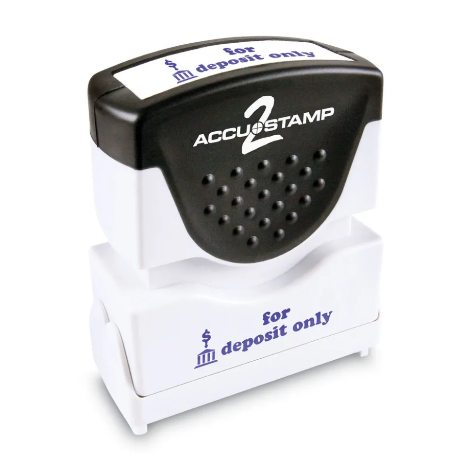 ACCUSTAMP2 1.63 in. x 0.5 in. FOR DEPOSIT ONLY Pre-Inked Shutter Stamp - Blue