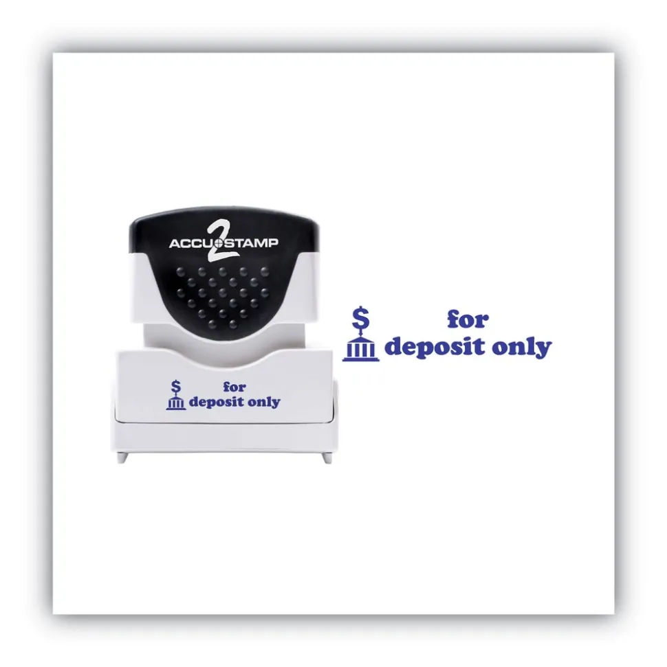 ACCUSTAMP2 1.63 in. x 0.5 in. FOR DEPOSIT ONLY Pre-Inked Shutter Stamp - Blue