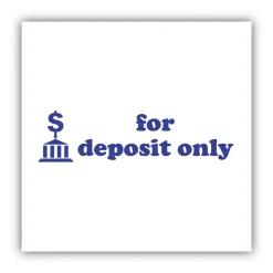 ACCUSTAMP2 1.63 in. x 0.5 in. FOR DEPOSIT ONLY Pre-Inked Shutter Stamp - Blue