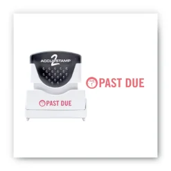 ACCUSTAMP2 1.63 in. x 0.5 in. PAST DUE Pre-Inked Shutter Stamp - Red