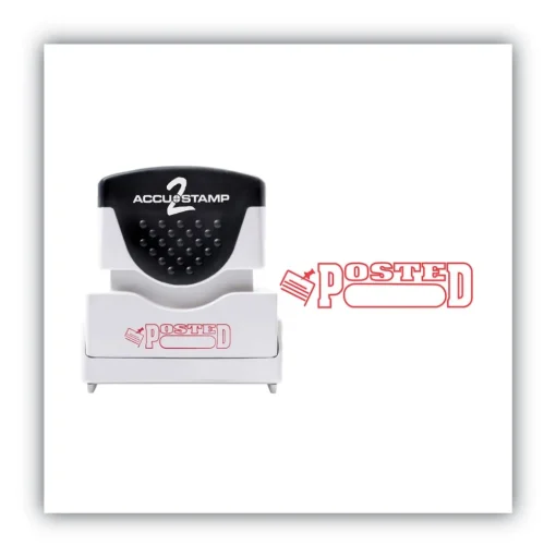 ACCUSTAMP2 1.63 in. x 0.5 in. Pre-Inked POSTED Shutter Stamp - Red