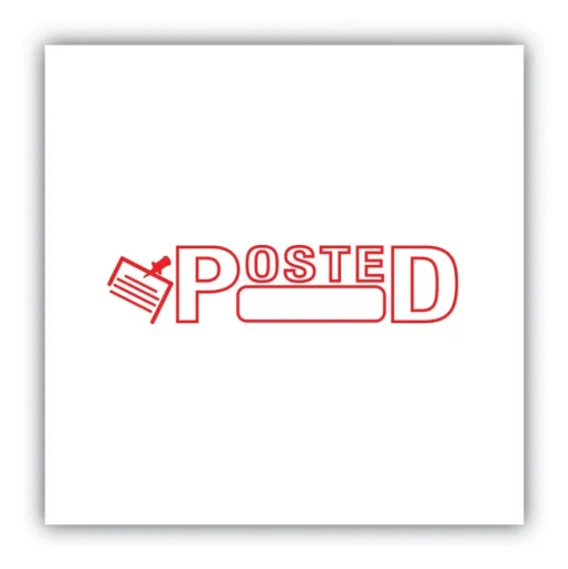 ACCUSTAMP2 1.63 in. x 0.5 in. Pre-Inked POSTED Shutter Stamp - Red