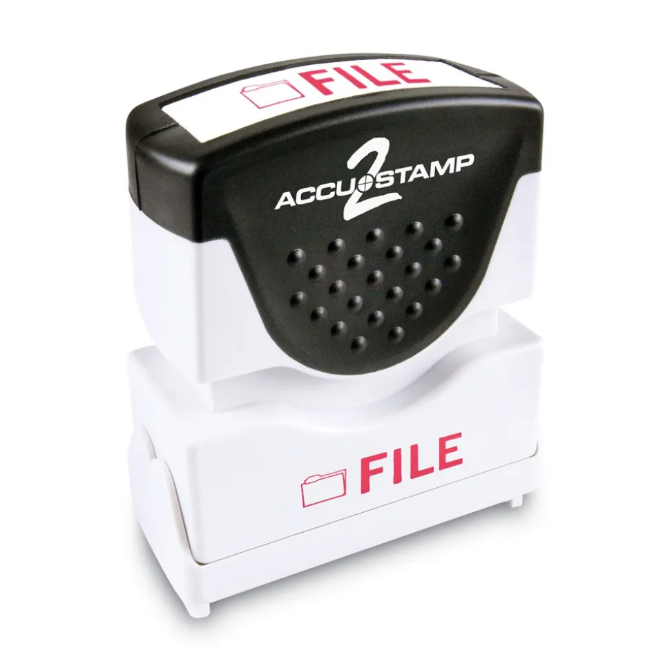 ACCUSTAMP2 1.63 in. x 0.5 in. Pre-Inked FILE Shutter Stamp - Red