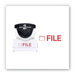 ACCUSTAMP2 1.63 in. x 0.5 in. Pre-Inked FILE Shutter Stamp - Red