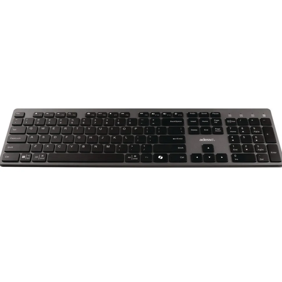 Adesso 2.4 GHz Frequency 30 ft. Wireless Range Keyboard and Mouse - Gray/Black