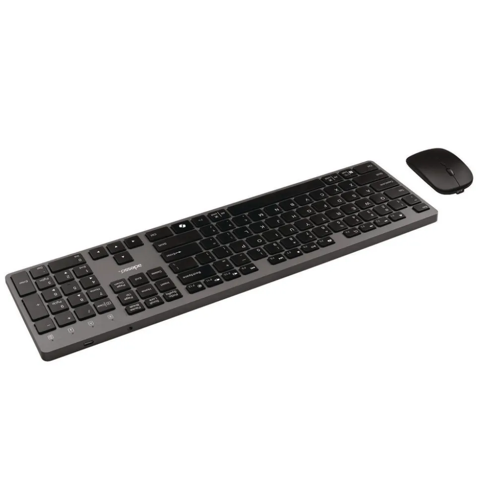 Adesso 2.4 GHz Frequency 30 ft. Wireless Range Keyboard and Mouse - Gray/Black