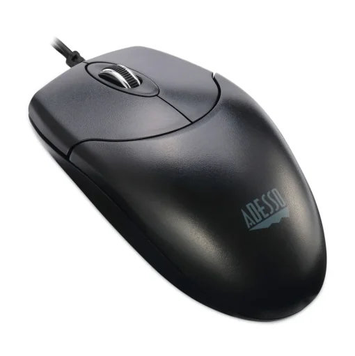 Adesso USB 2.0 3-Button Desktop Optical Scroll USB Mouse - Black