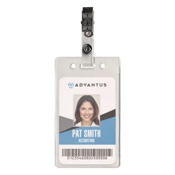 Advantus 0.38 in. x 2.75 in. Badge Straps with Clips - Clear (100/Box)