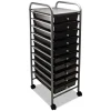 Advantus 1 Shelf 10 Drawers 13 in. x 15.38 in. x 37.75 in. Metal Portable Drawer Organizer - Matte Gray/Smoke