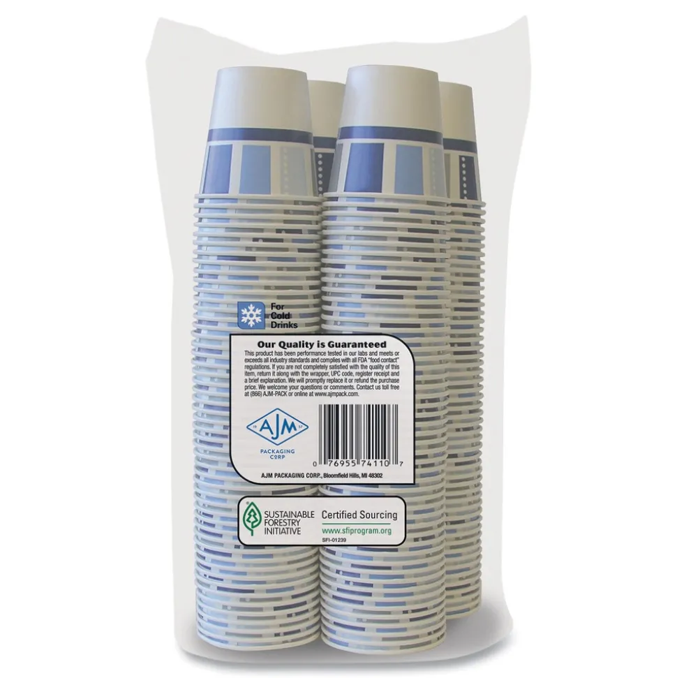AJM Packaging Corporation DC3MW012200AMB 3 oz. Paper Modernware Design Heavy-Duty Cold Cups (2400/Carton)