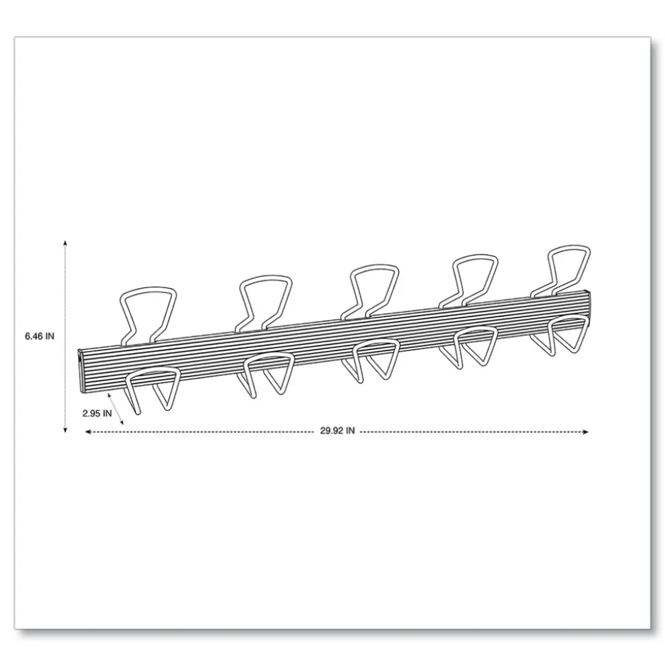 Alba 29.92 in. x 2.95 in. x 6.45 in. 22 lb Capacity Metal Wall-Mount Coat Hooks - Silver