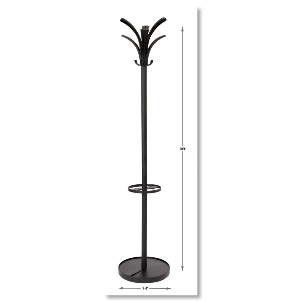 Alba 13.75w x 13.75d x 66.25h Brio Coat Stand - Black
