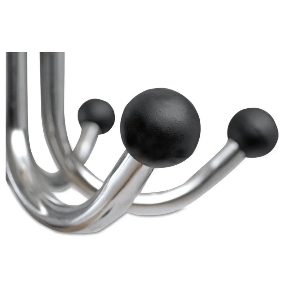 Alba 16w x 16d x 70.5h Chromy 12-Knob Coat Stand - Chrome/Black