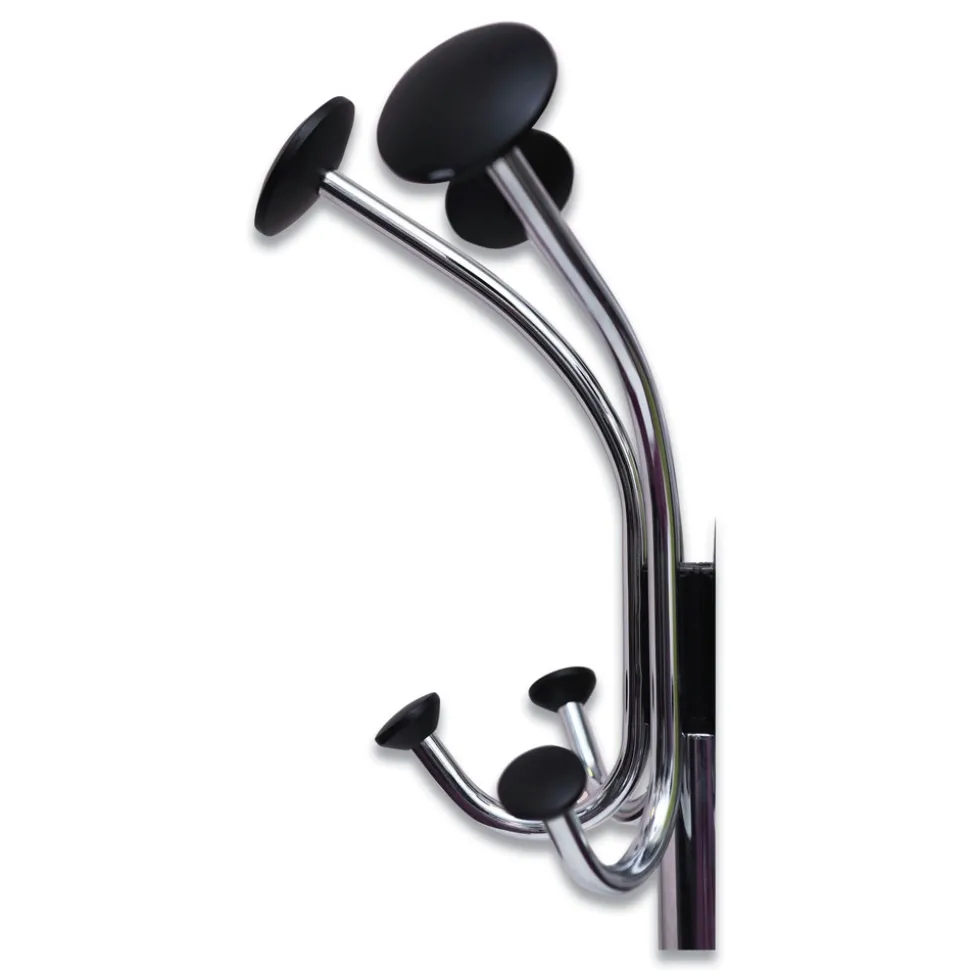 Alba 16w x 16d x 70.5h Chromy 12-Knob Coat Stand - Chrome/Black