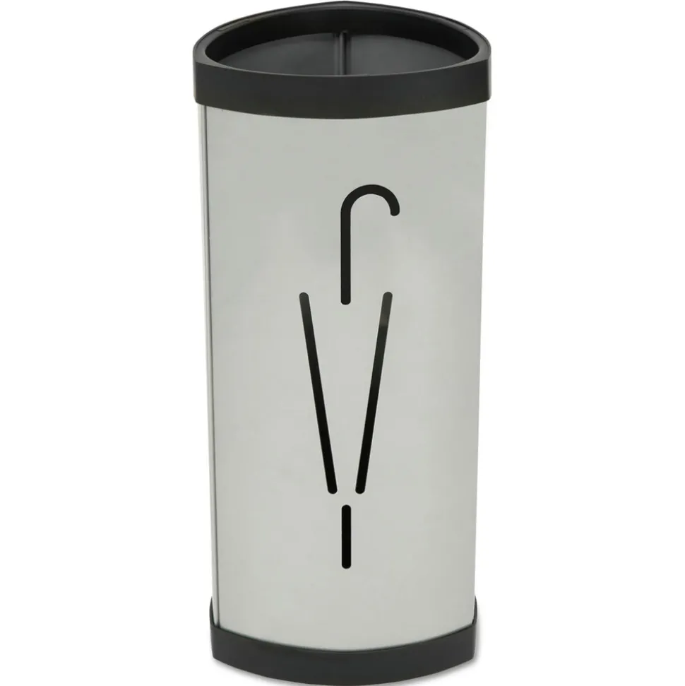 Alba 10.25w x 10.25d x 23.67h Steel Triangular Umbrella Stand - Silver/Black
