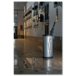 Alba 10.25w x 10.25d x 23.67h Steel Triangular Umbrella Stand - Silver/Black