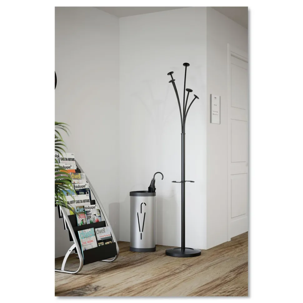 Alba 10.25w x 10.25d x 23.67h Steel Triangular Umbrella Stand - Silver/Black