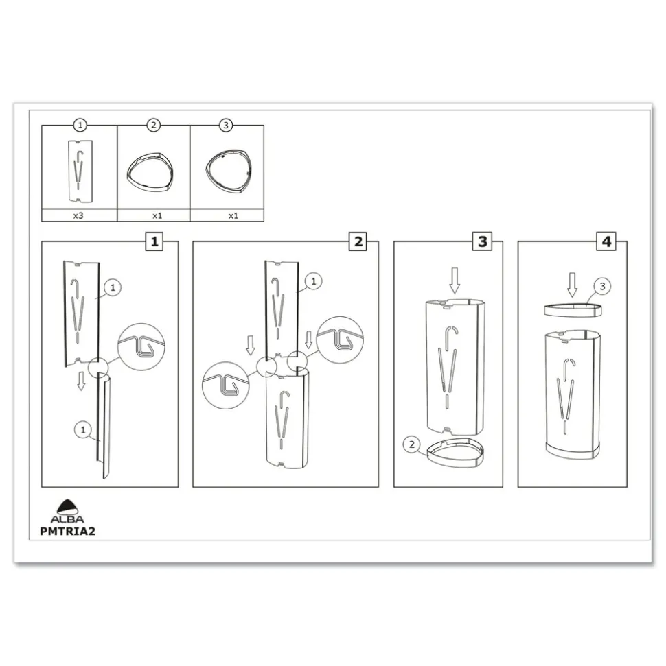 Alba 10.25w x 10.25d x 23.67h Steel Triangular Umbrella Stand - Silver/Black