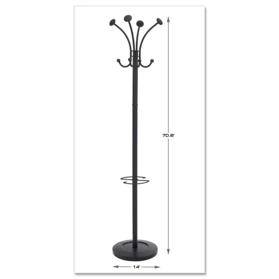 Alba 16w x 16d x 70.6h Viena 8-Knob Steel Coat Stand - Black