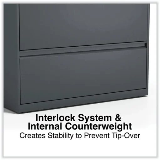 Alera 25499 36 in. x 18.63 in. x 67.63 in. 5 Lateral File Drawer - Legal/Letter/A4/A5 Size - Charcoal