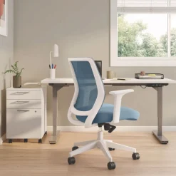 Alera 17.09 in. to 20.83 in. Seat Height Up to 275 lbs. Wessex Ergonomic Fabric Mesh Swivel Task Chair - Seafoam Seat/Back, White Base