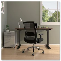 Alera 18.15 in. to 21.89 in. Seat Height Supports 275 lbs. Ashdale Ergonomic Fabric Swivel Task Chair - Black Seat/Back, Silver Base