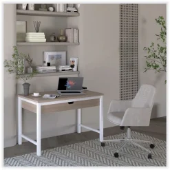 Alera 18.9 in. to 22.24 in. Seat Height Mid-Century Task Chair Supports Up to 275 lb - Cream Seat/Cream Back