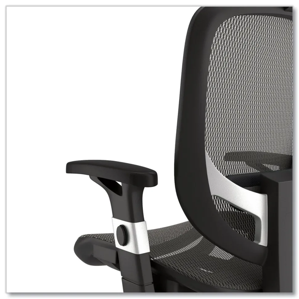 Alera 17.24 in. to 20.98 in. Seat Height Supports Up to 275 lbs. Minerva Ergonomic Mesh Swivel Task Chair - Gray Seat/Back, Silver Base