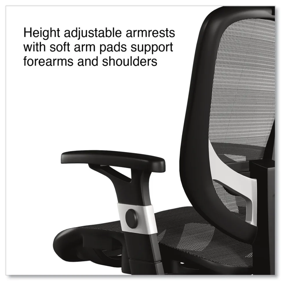 Alera 17.24 in. to 20.98 in. Seat Height Supports Up to 275 lbs. Minerva Ergonomic Mesh Swivel Task Chair - Gray Seat/Back, Silver Base