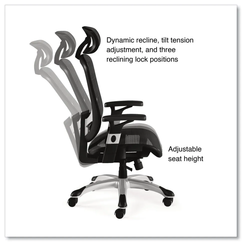 Alera 17.24 in. to 20.98 in. Seat Height Supports Up to 275 lbs. Minerva Ergonomic Mesh Swivel Task Chair - Gray Seat/Back, Silver Base