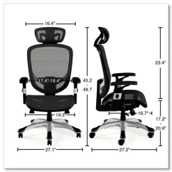 Alera 17.24 in. to 20.98 in. Seat Height Supports Up to 275 lbs. Minerva Ergonomic Mesh Swivel Task Chair - Gray Seat/Back, Silver Base
