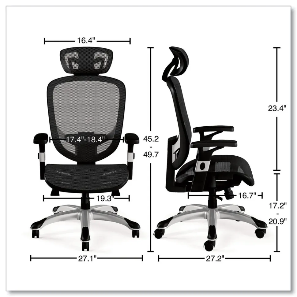 Alera 17.24 in. to 20.98 in. Seat Height Supports Up to 275 lbs. Minerva Ergonomic Mesh Swivel Task Chair - Gray Seat/Back, Silver Base