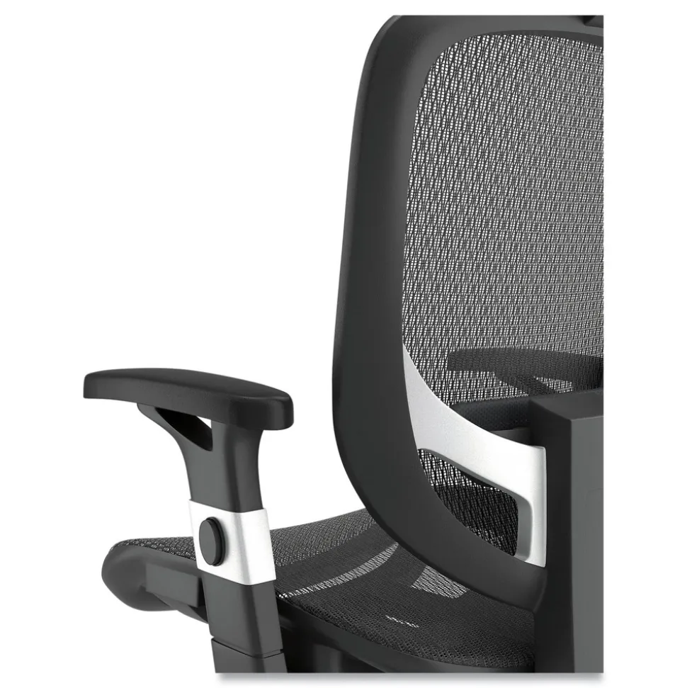 Alera 17.24 in. to 20.98 in. Seat Height Support Up to 275 lbs. Minerva Ergonomic Mesh Swivel Task Chair - Black Seat/Back, Silver Base