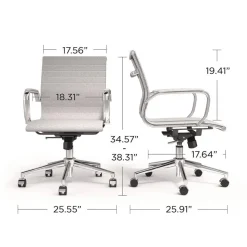 Alera 16.93 in. to 20.67 in. Seat Height Supports Up to 275 lbs. Siskin Fabric Managers Chair - Gray Seat/Back, Chrome Base