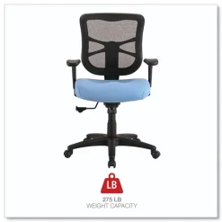 Alera 17.9 in. to 21.8 in. Seat Height Elusion Series Mesh Mid-Back Swivel/Tilt Chair Supports Up to 275 lbs. - Light Blue