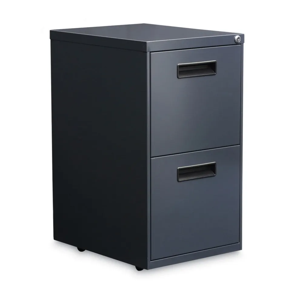 Alera 14.96 in. x 19.29 in. x 27.75 in. 2 Drawer Left/ Right File Pedestal Cabinet - Charcoal