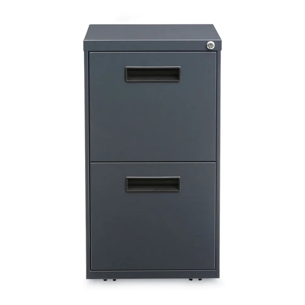 Alera 14.96 in. x 19.29 in. x 27.75 in. 2 Drawer Left/ Right File Pedestal Cabinet - Charcoal