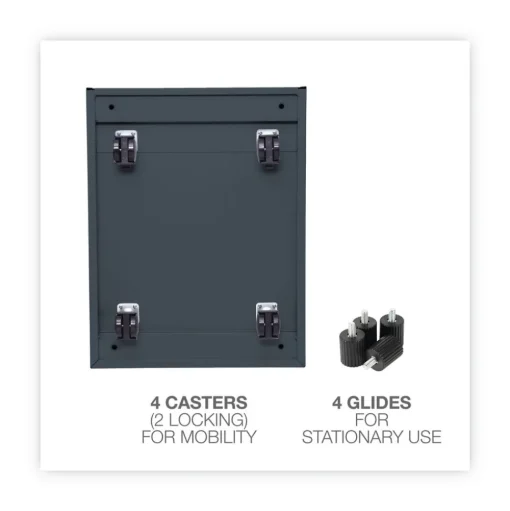 Alera 14.96 in. x 19.29 in. x 27.75 in. 2 Drawer Left/ Right File Pedestal Cabinet - Charcoal