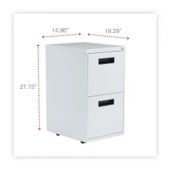 Alera 14.96 in. x 19.29 in. x 27.75 in. 2 Legal/Letter-Size File Drawers Left or Right File Pedestal - Light Gray