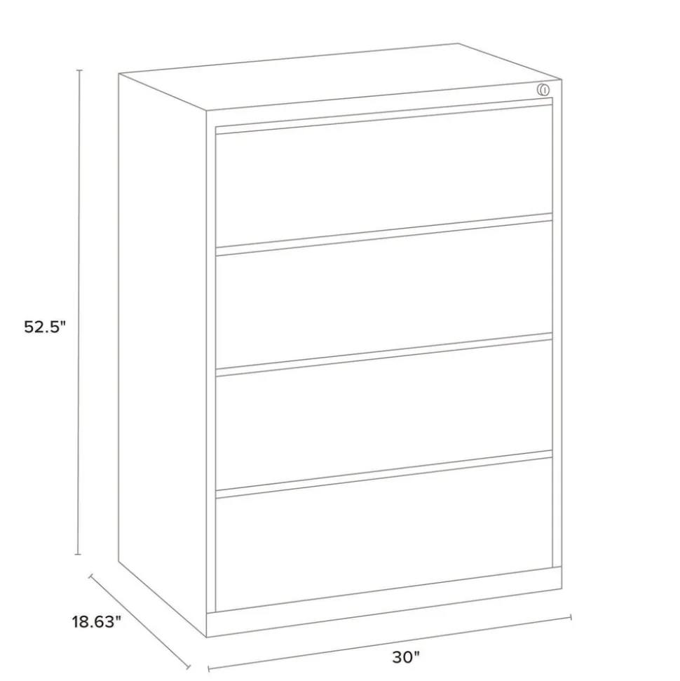 Alera 30 in. x 18.62 in. x 52.5 in. 4 Legal/Letter-Size File Drawers Lateral File Cabinet - Light Gray