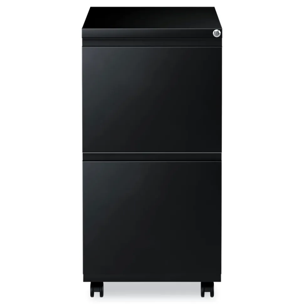 Alera 14.96 in. x 19.29 in. x 27.75 in. 2 Legal/Letter-Size File Drawers Left or Right File Pedestal with Full-Length Pull - Black