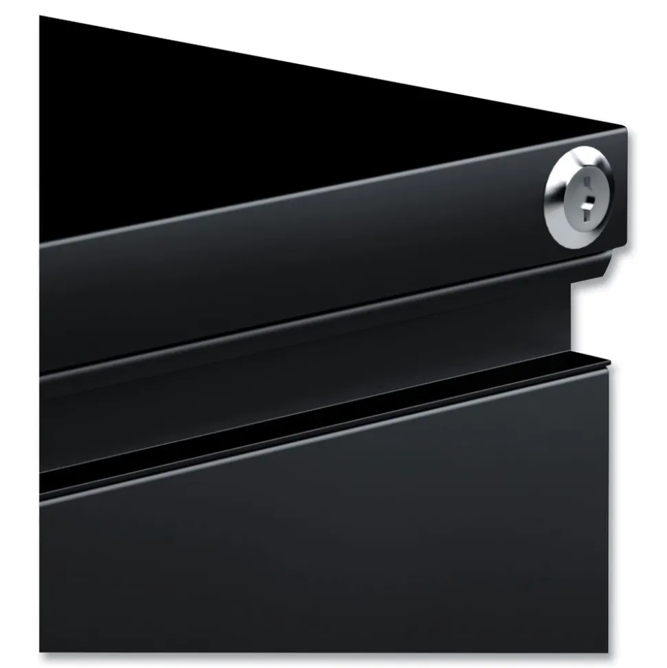 Alera 14.96 in. x 19.29 in. x 27.75 in. 2 Legal/Letter-Size File Drawers Left or Right File Pedestal with Full-Length Pull - Black