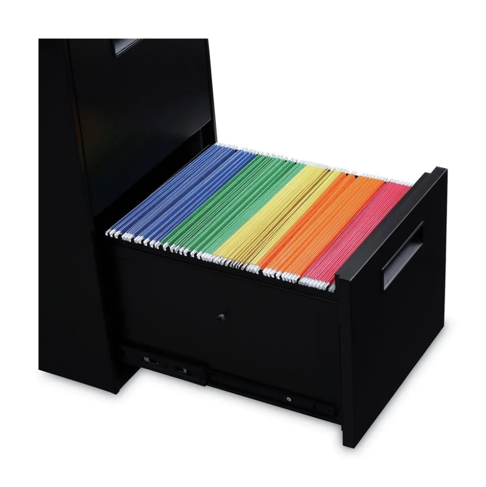 Alera 14.96 in. x 19.29 in. x 27.75 in. 2 Legal/Letter-Size File Drawers Left or Right File Pedestal - Black