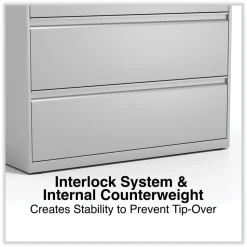 Alera 42 in. x 18.63 in. x 52.5 in. 4 Legal/Letter Size Lateral File Drawers - Light Gray