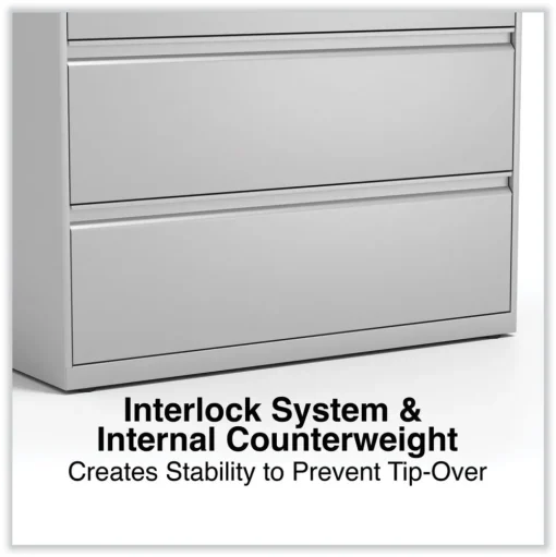 Alera 42 in. x 18.63 in. x 52.5 in. 4 Legal/Letter Size Lateral File Drawers - Light Gray