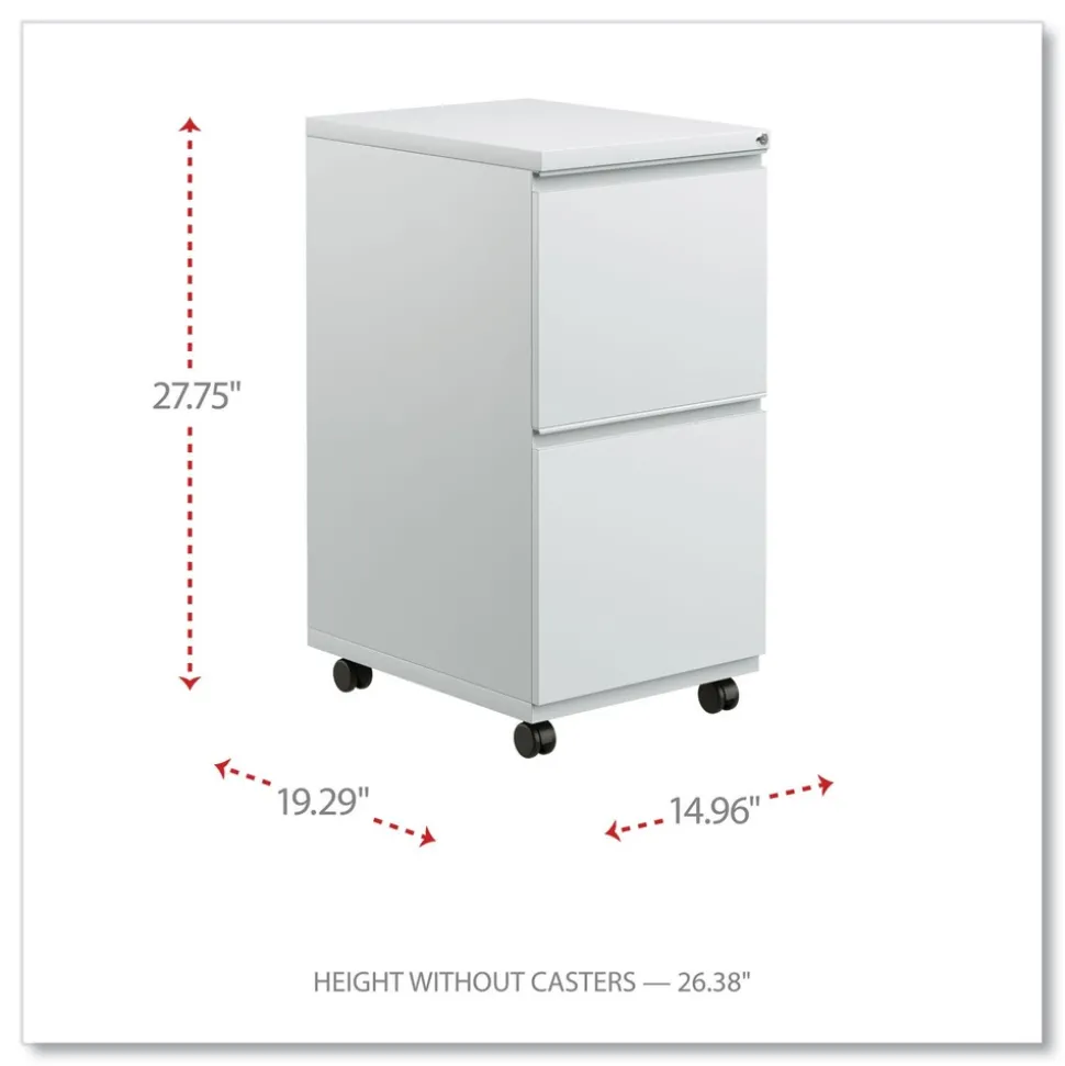 Alera 14.96 in. x 19.29 in. x 27.75 in. 2 Legal/Letter-Size File Drawers Left or Right File Pedestal with Full-Length Pull - Light Gray
