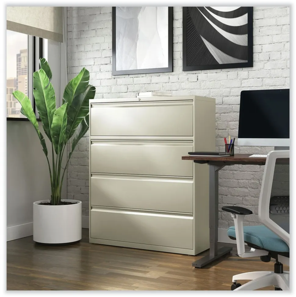 Alera 42 in. x 18.63 in. x 52.5 in. 4 Legal/Letter Size Lateral File Drawers - Putty